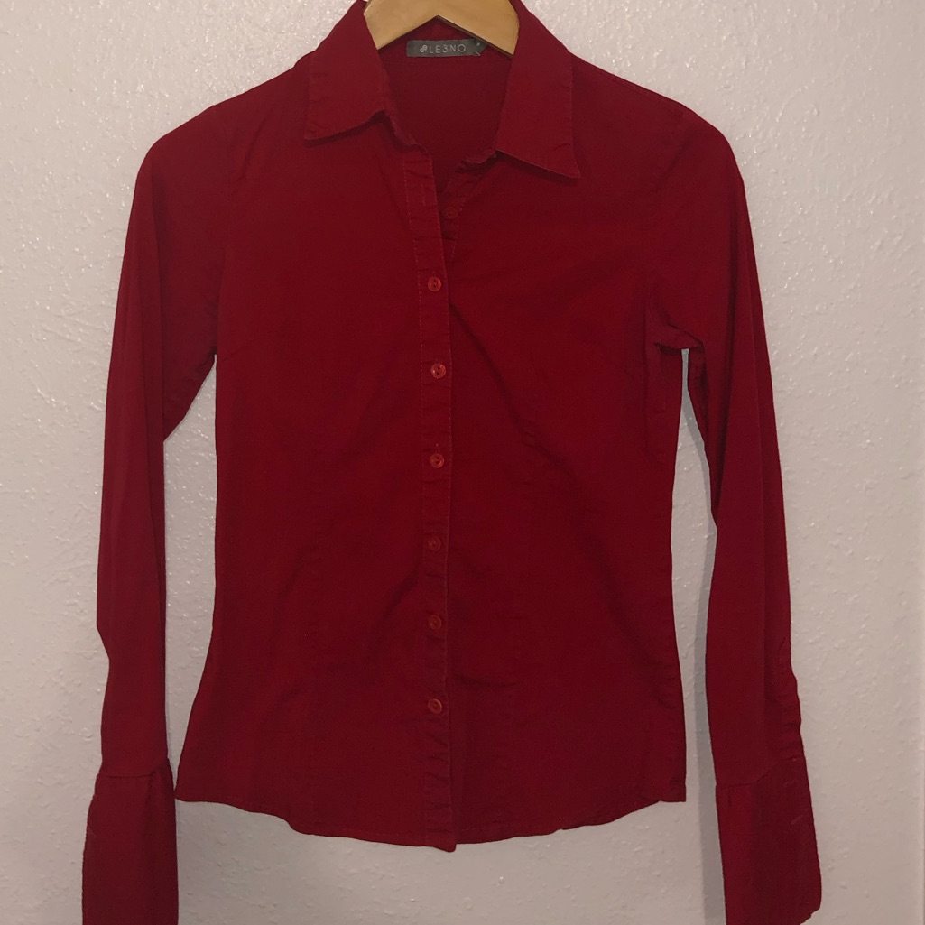 Red Long Sleeve Button Down